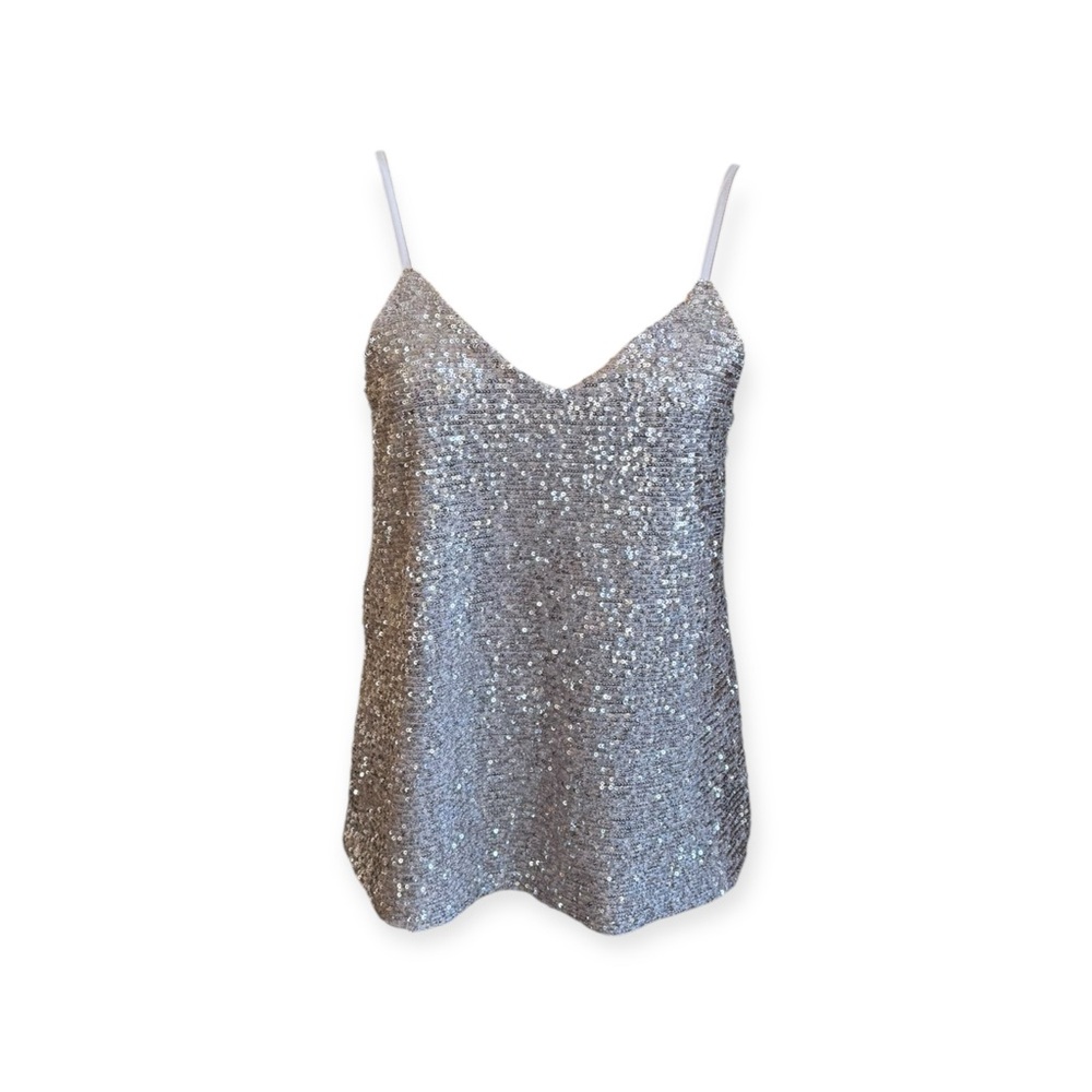 Silver Sequin V-Neck Cami Top